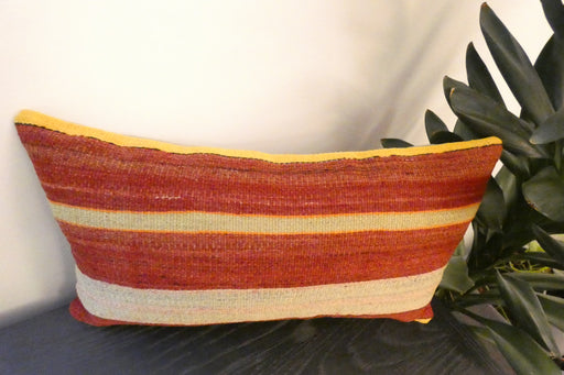 Handmade Turkish Kilim Cushion 30 x 50cm ,Vintage Wool Lumbar Cushion with Insert, Organic Cotton Back, Rugs Direct New Zealand 
