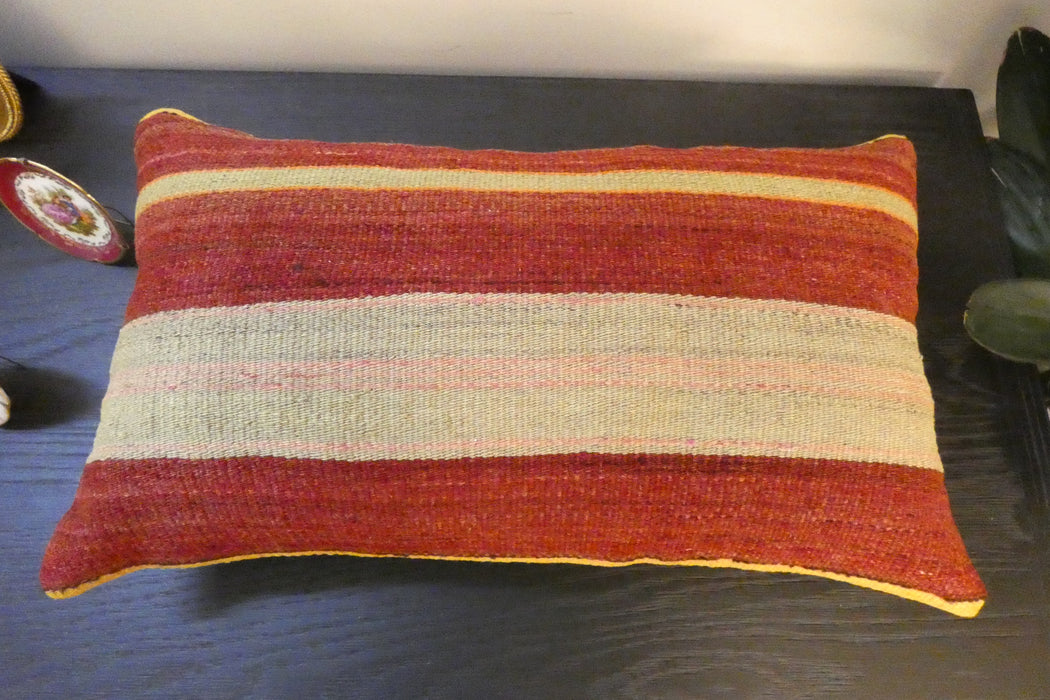 Handmade Turkish Kilim Cushion 30 x 50cm ,Vintage Wool Lumbar Cushion with Insert, Organic Cotton Back, Rugs Direct New Zealand 