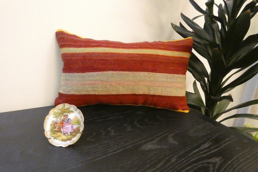 Handmade Turkish Kilim Cushion 30 x 50cm ,Vintage Wool Lumbar Cushion with Insert, Organic Cotton Back, Rugs Direct New Zealand 