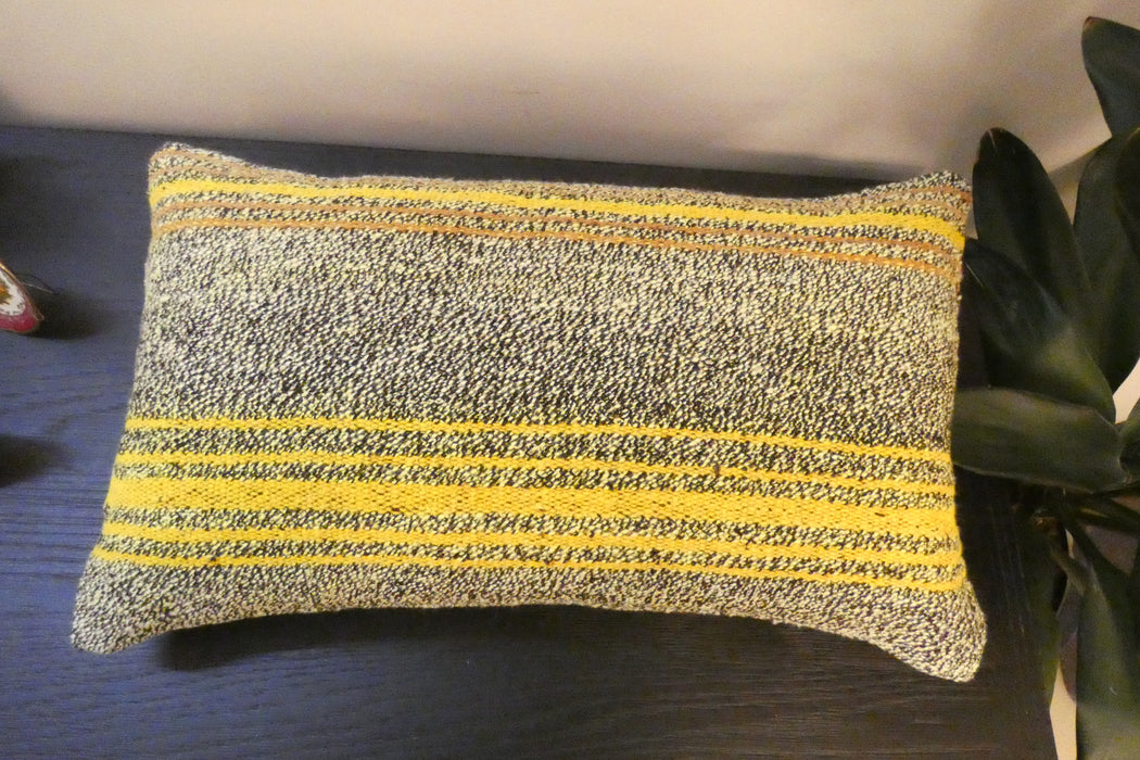 Handmade Turkish Kilim Cushion 30 x 50cm, Vintage Wool Lumbar Cushion with Insert, Organic Cotton Back-Rugs Direct New Zealand 