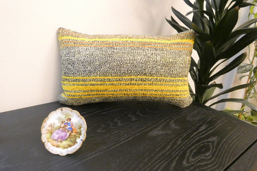 Handmade Turkish Kilim Cushion 30 x 50cm, Vintage Wool Lumbar Cushion with Insert, Organic Cotton Back-Rugs Direct New Zealand 