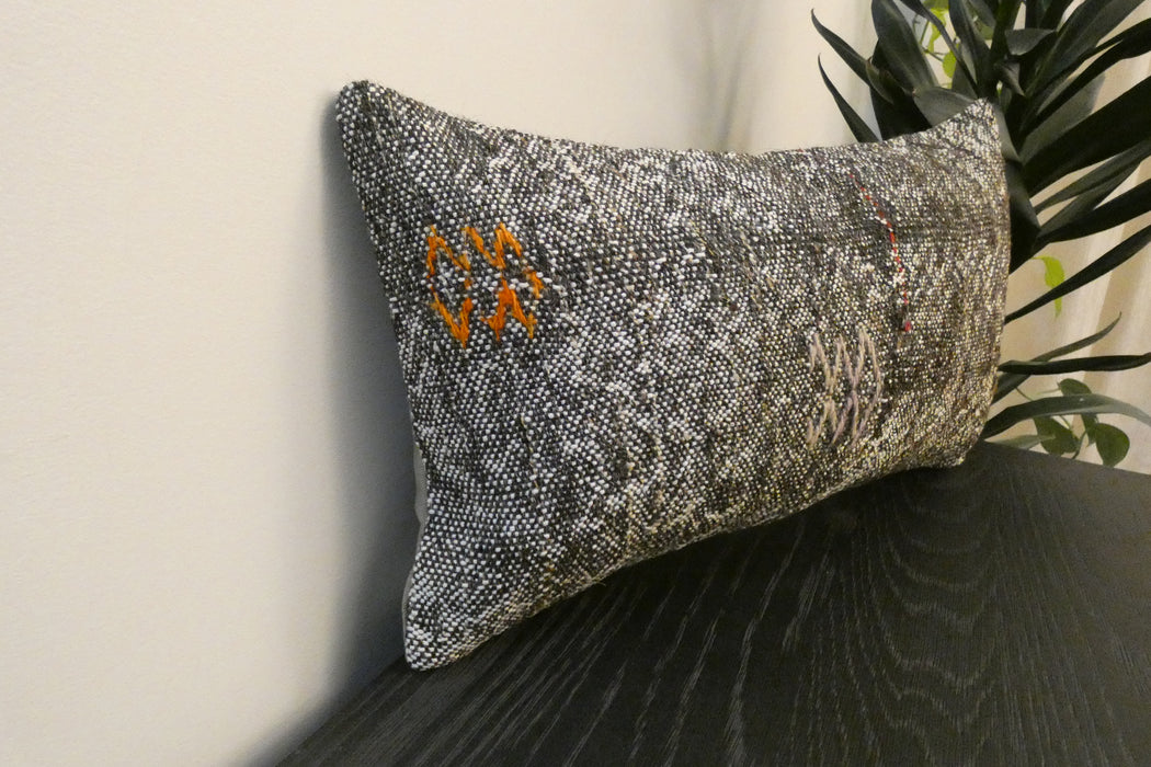 Handmade Turkish Kilim Cushion 30 x 50cm, Vintage Wool Lumbar Cushion with Insert, Organic Cotton Back- Rugs Direct New Zealand 