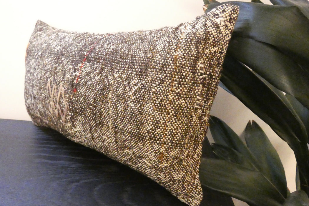 Handmade Turkish Kilim Cushion 30 x 50cm, Vintage Wool Lumbar Cushion with Insert, Organic Cotton Back- Rugs Direct New Zealand 