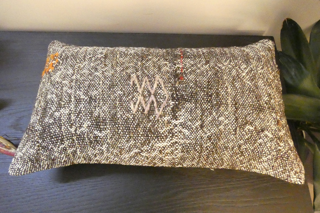 Handmade Turkish Kilim Cushion 30 x 50cm, Vintage Wool Lumbar Cushion with Insert, Organic Cotton Back- Rugs Direct New Zealand 