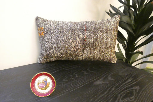 Handmade Turkish Kilim Cushion 30 x 50cm, Vintage Wool Lumbar Cushion with Insert, Organic Cotton Back- Rugs Direct New Zealand 