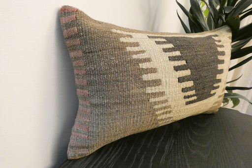 Handmade Turkish Kilim Cushion 30 x 50cm ,Vintage Wool Lumbar Cushion with Insert, Organic Cotton Back- Rugs Direct New Zealand 