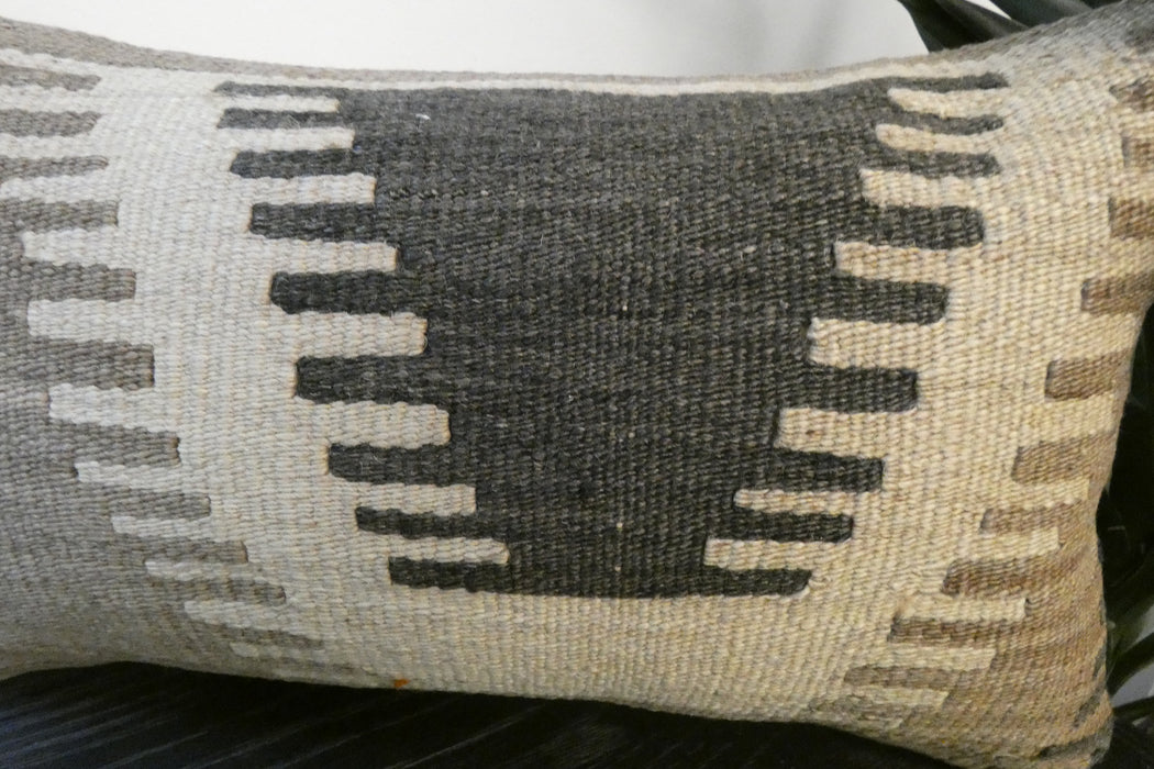 Handmade Turkish Kilim Cushion 30 x 50cm ,Vintage Wool Lumbar Cushion with Insert, Organic Cotton Back- Rugs Direct New Zealand 