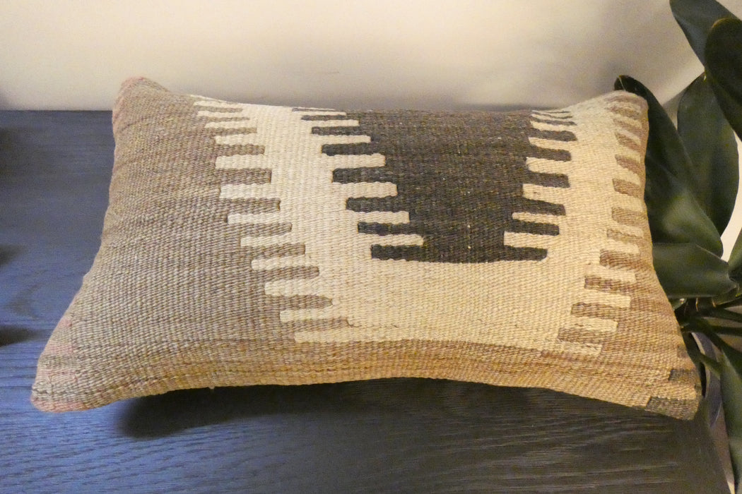 Handmade Turkish Kilim Cushion 30 x 50cm ,Vintage Wool Lumbar Cushion with Insert, Organic Cotton Back- Rugs Direct New Zealand 