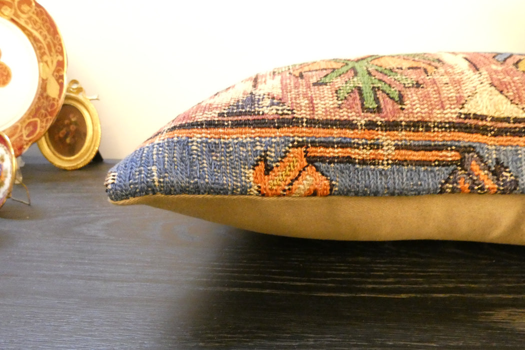 Handmade Turkish Kilim Cushion 30 x 50cm, Vintage Wool Lumbar Cushion with Insert, Organic Cotton Back- Rugs Direct New Zealand 