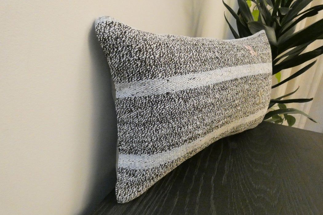 Handmade Turkish Kilim Cushion 30 x 50cm, Vintage Wool Lumbar Cushion with Insert, Organic Cotton Back- Rugs Direct New Zealand 