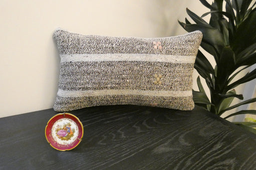 Handmade Turkish Kilim Cushion 30 x 50cm, Vintage Wool Lumbar Cushion with Insert, Organic Cotton Back- Rugs Direct New Zealand 