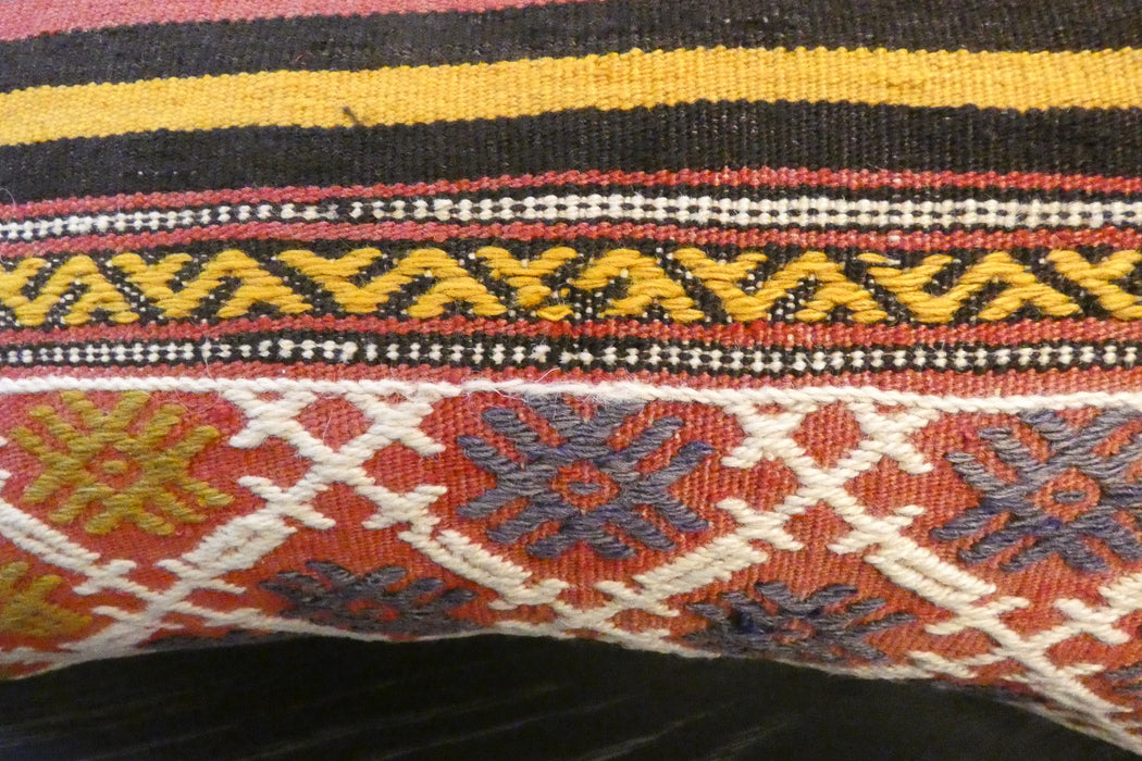 Handmade Turkish Kilim Cushion 30 x 50cm | Vintage Wool Lumbar Cushion with Insert | Organic Cotton Back | TK26-C969- Rugs Direct 