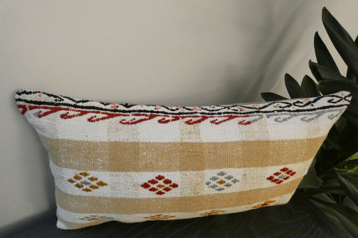 Handmade Turkish Kilim Cushion 30 x 50cm, Vintage Wool Lumbar Cushion with Insert , Organic Cotton Back, Rugs direct New Zealand 