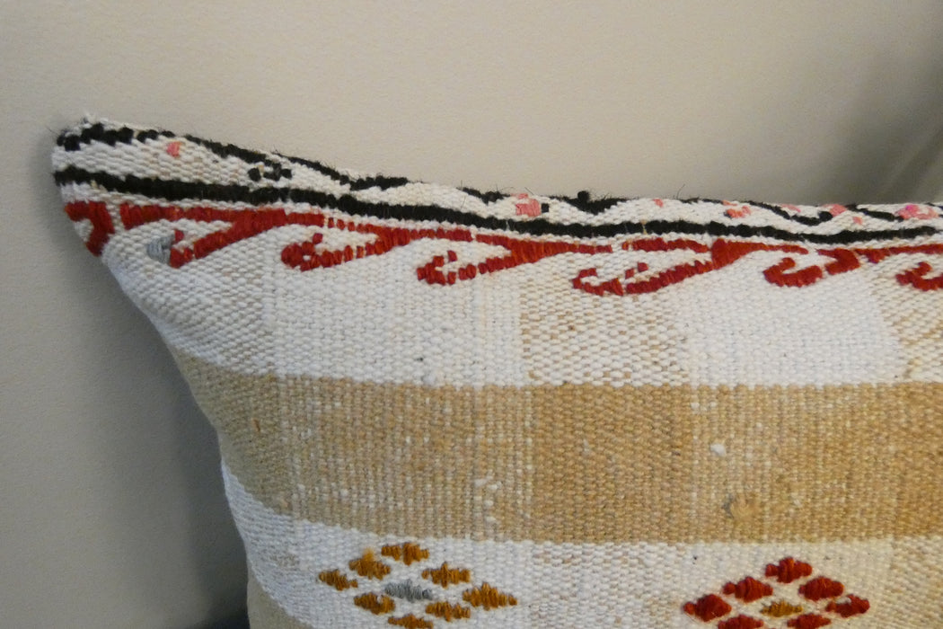Handmade Turkish Kilim Cushion 30 x 50cm, Vintage Wool Lumbar Cushion with Insert , Organic Cotton Back, Rugs direct New Zealand 