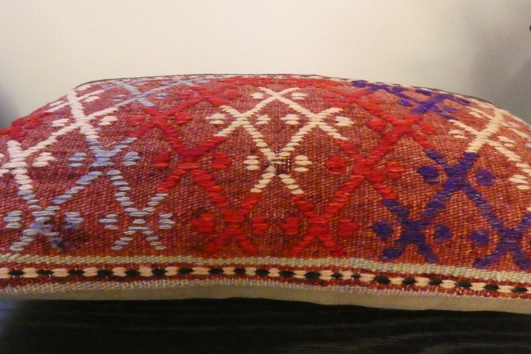 Handmade Turkish Kilim Cushion 30 x 50cm Vintage Wool Lumbar Cushion with Insert Organic Cotton Back Rugs Direct Newzealand 