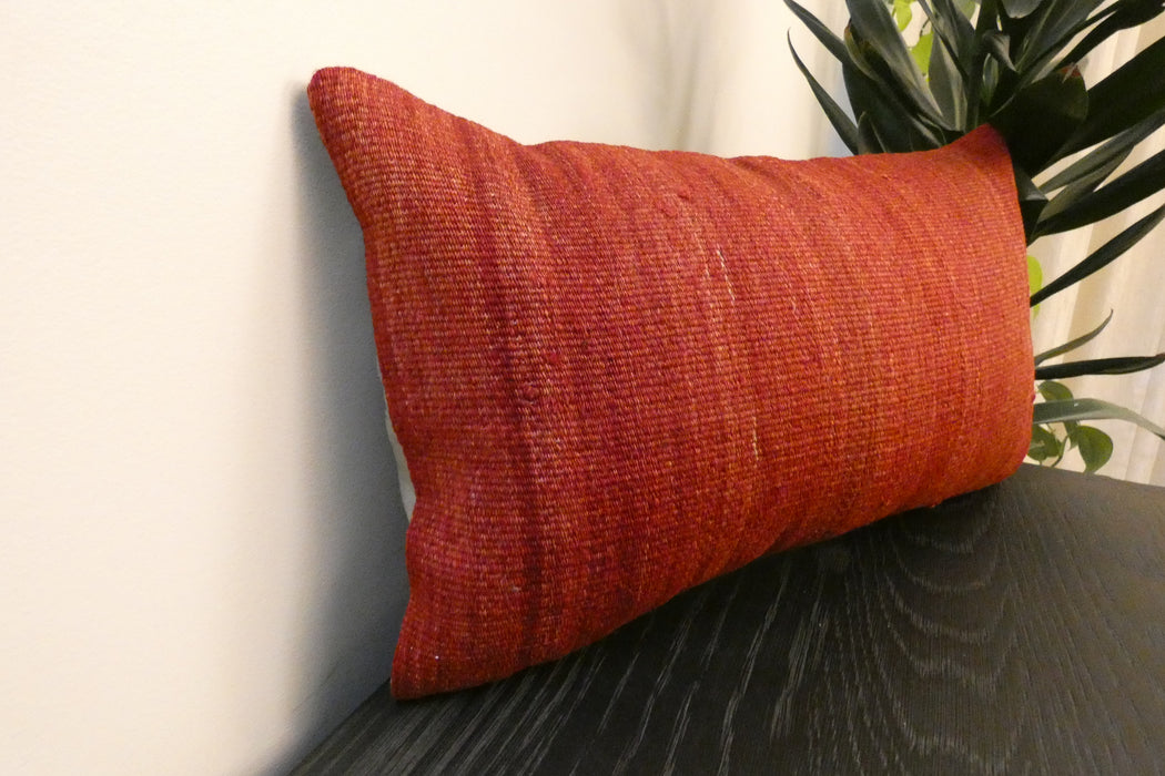 Handmade Turkish Kilim Cushion 30 x 50cm , Vintage Wool Lumbar Cushion with Insert, Organic Cotton Back- Rugs Direct New Zealand 