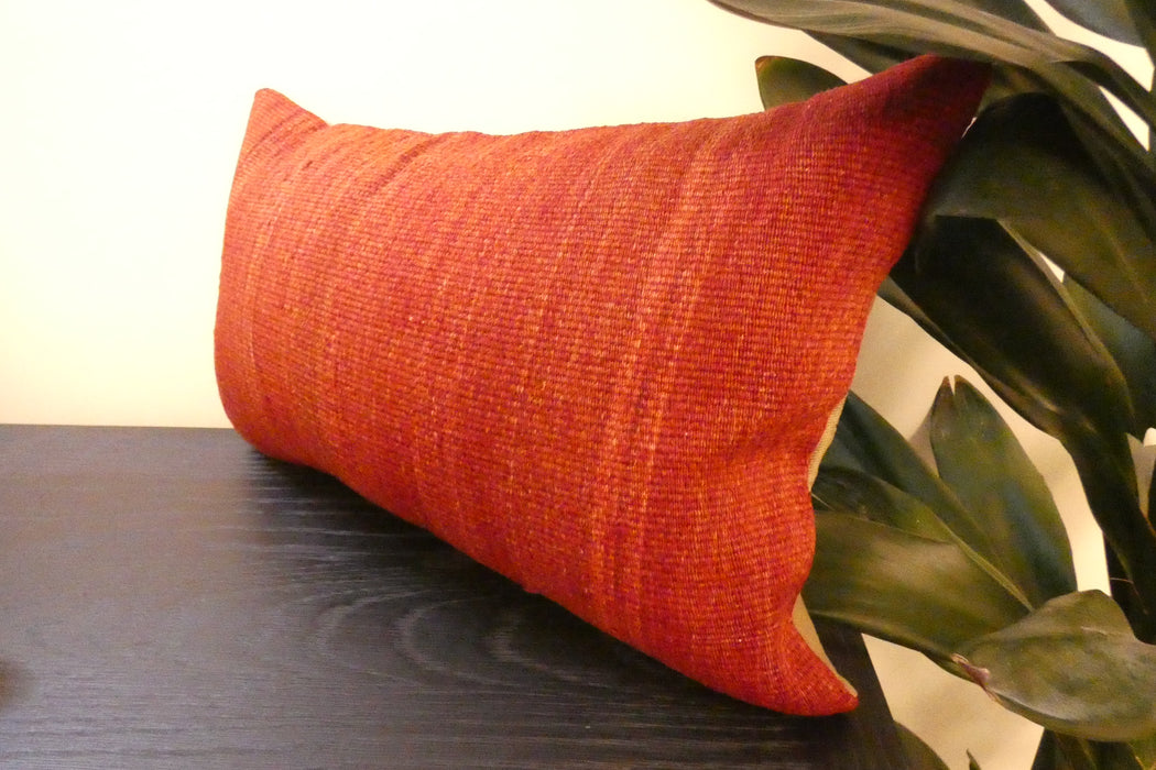 Handmade Turkish Kilim Cushion 30 x 50cm , Vintage Wool Lumbar Cushion with Insert, Organic Cotton Back- Rugs Direct New Zealand 