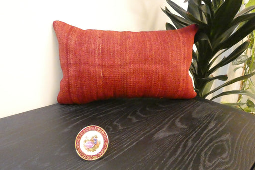 Handmade Turkish Kilim Cushion 30 x 50cm , Vintage Wool Lumbar Cushion with Insert, Organic Cotton Back- Rugs Direct New Zealand 