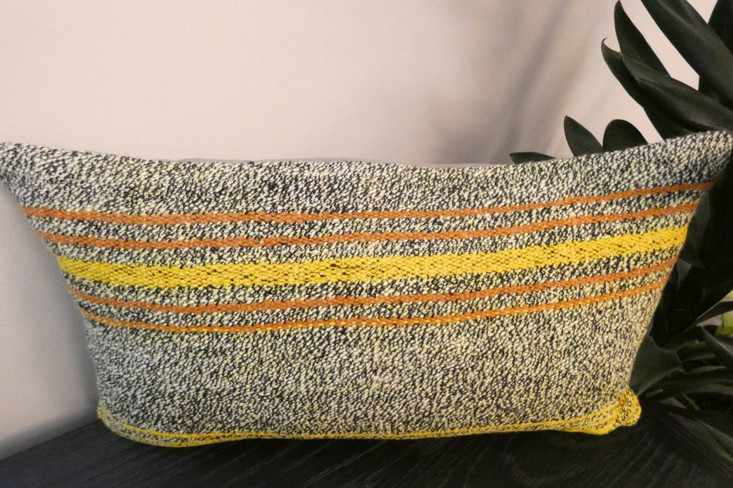 Handmade Turkish Kilim Cushion 30 x 50cm, Vintage Wool Lumbar Cushion with Insert, Organic Cotton Back- Rugs Direct New Zealand 