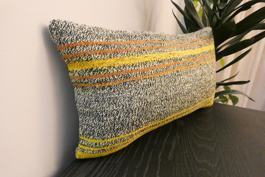 Handmade Turkish Kilim Cushion 30 x 50cm, Vintage Wool Lumbar Cushion with Insert, Organic Cotton Back- Rugs Direct New Zealand 