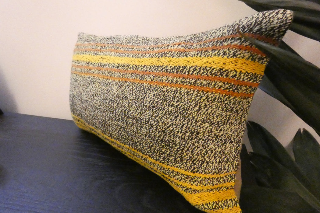Handmade Turkish Kilim Cushion 30 x 50cm, Vintage Wool Lumbar Cushion with Insert, Organic Cotton Back- Rugs Direct New Zealand 