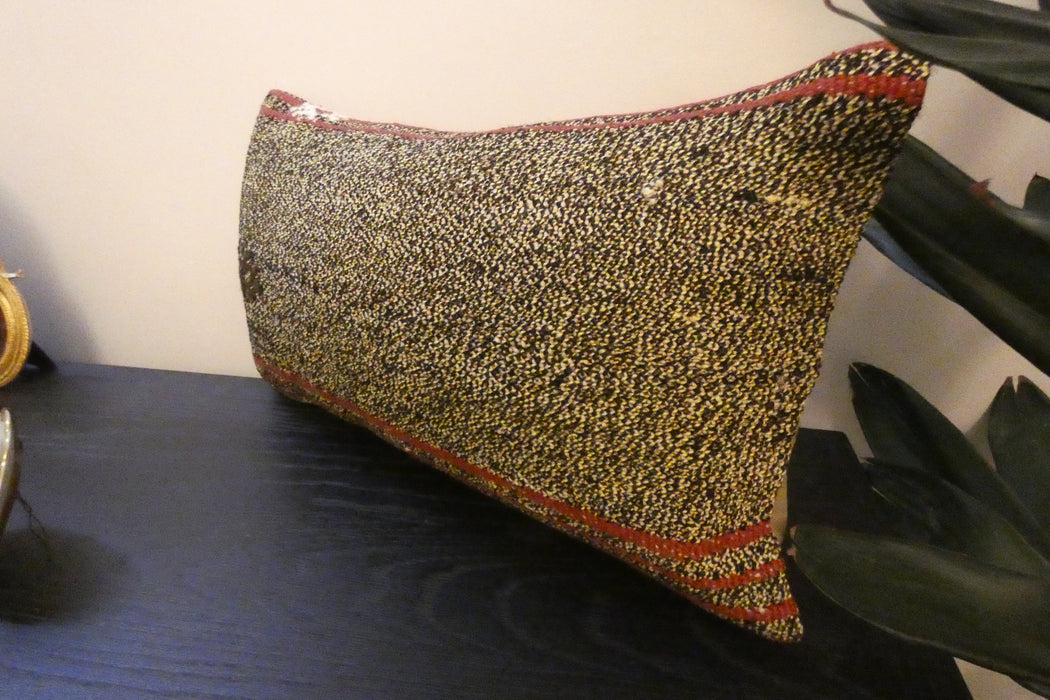 Handmade Turkish Kilim Cushion 30 x 50cm, Vintage Wool Lumbar Cushion with Insert , Organic Cotton Back- Rugs Direct New Zealand 