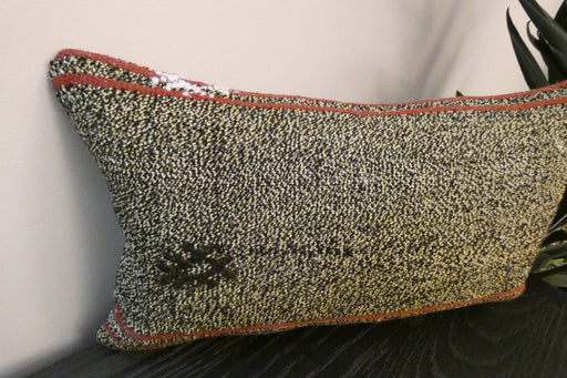 Handmade Turkish Kilim Cushion 30 x 50cm, Vintage Wool Lumbar Cushion with Insert , Organic Cotton Back- Rugs Direct New Zealand 