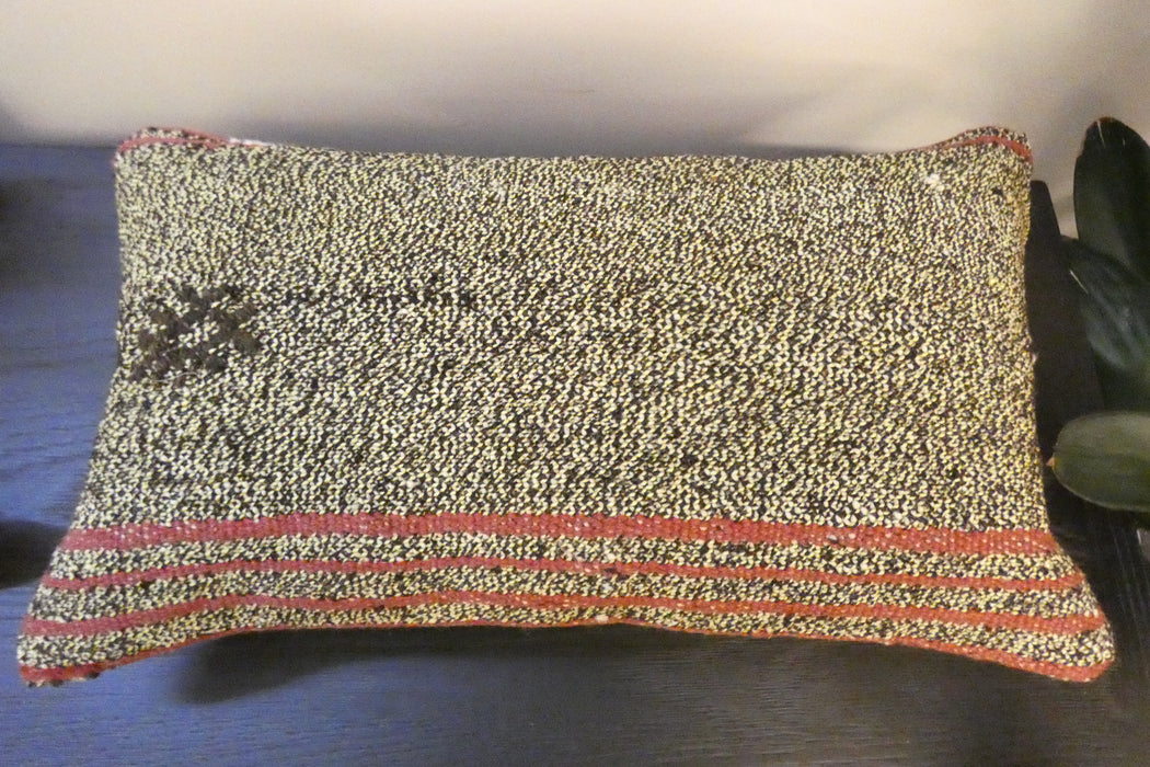 Handmade Turkish Kilim Cushion 30 x 50cm, Vintage Wool Lumbar Cushion with Insert , Organic Cotton Back- Rugs Direct New Zealand 