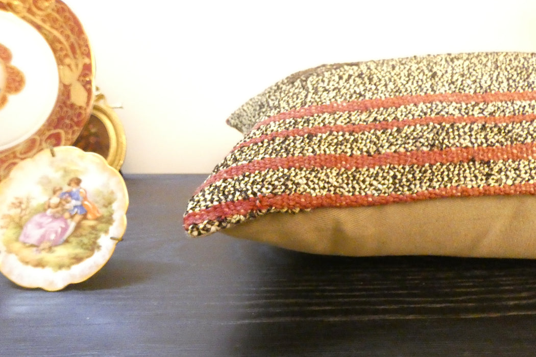 Handmade Turkish Kilim Cushion 30 x 50cm, Vintage Wool Lumbar Cushion with Insert , Organic Cotton Back- Rugs Direct New Zealand 