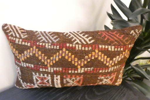 Handmade Turkish Kilim Cushion 30 x 50cm, Vintage Wool Lumbar Cushion with Insert , Organic Cotton Back- Rugs Direct New Zealand 