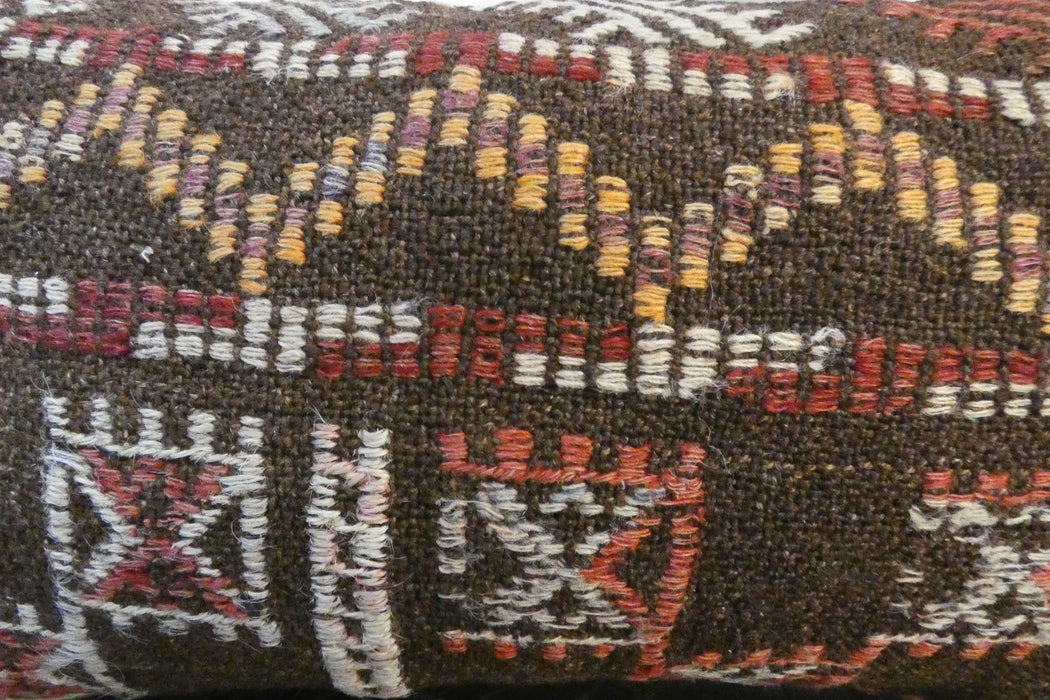 Handmade Turkish Kilim Cushion 30 x 50cm, Vintage Wool Lumbar Cushion with Insert , Organic Cotton Back- Rugs Direct New Zealand 