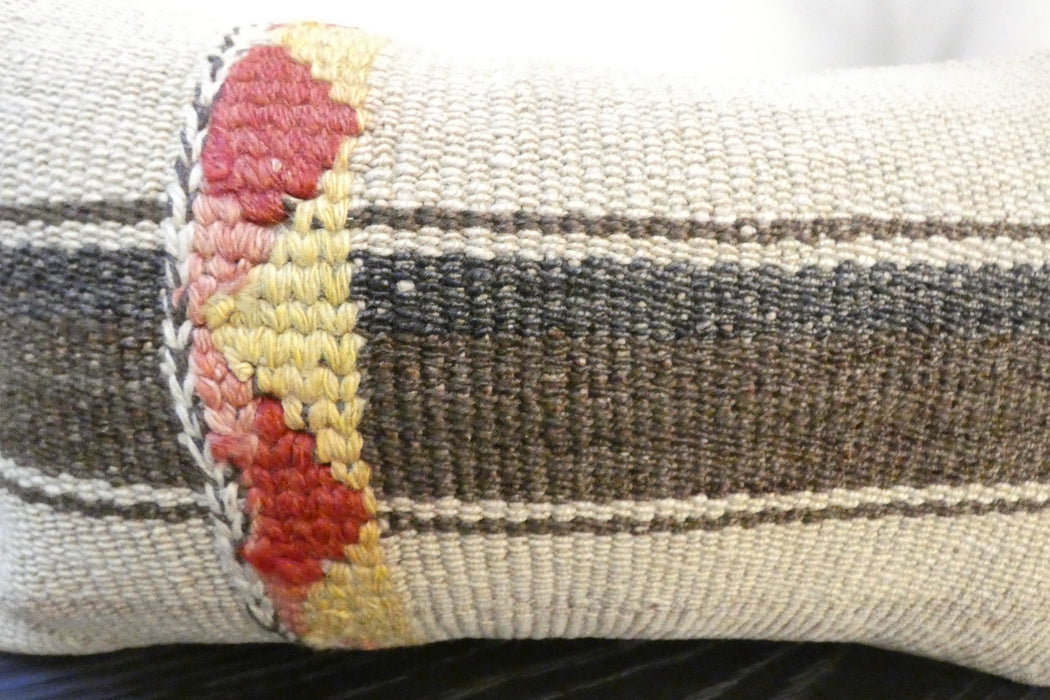 Handmade Turkish Kilim Cushion 30 x 50cm, Vintage Wool Lumbar Cushion with Insert, Organic Cotton Back- Rugs Direct New Zealand 
