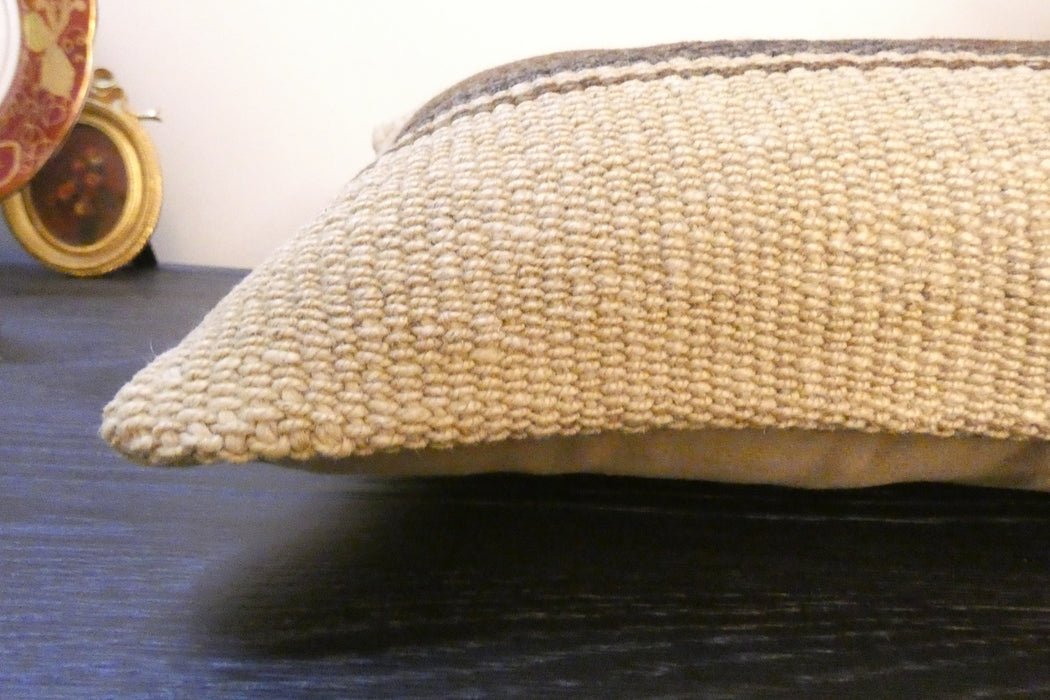 Handmade Turkish Kilim Cushion 30 x 50cm, Vintage Wool Lumbar Cushion with Insert, Organic Cotton Back- Rugs Direct New Zealand 