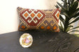 Handmade Turkish Kilim Cushion 30 x 50cm, Vintage Wool Lumbar Cushion with Insert, organic Cotton Back- Rugs Direct New Zealand 