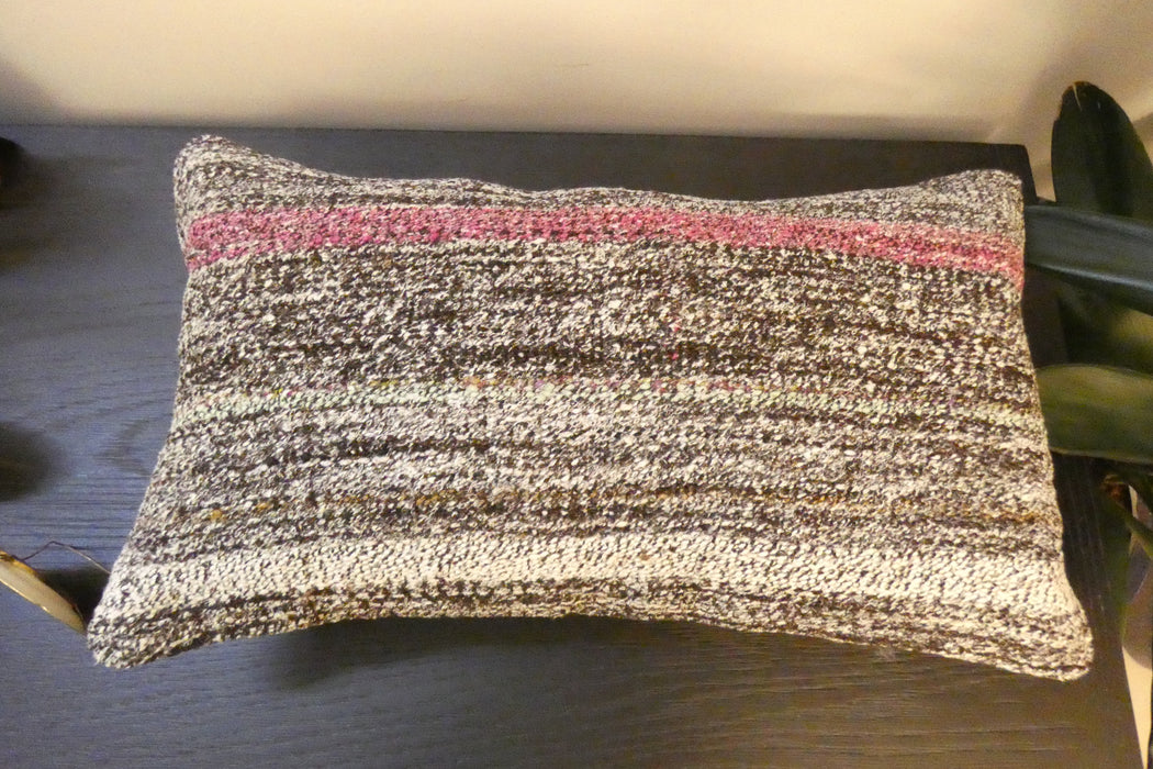 Handmade Turkish Kilim Cushion 30 x 50cm , Vintage Wool Lumbar Cushion with Insert , Organic Cotton Back- Rugs Direct New Zealand 