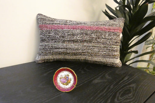 Handmade Turkish Kilim Cushion 30 x 50cm , Vintage Wool Lumbar Cushion with Insert , Organic Cotton Back- Rugs Direct New Zealand 