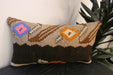 Handmade Turkish Kilim Cushion 30 x 50cm, Vintage Wool Lumbar Cushion with Insert , Organic Cotton Back- Rugs Direct New Zealand 