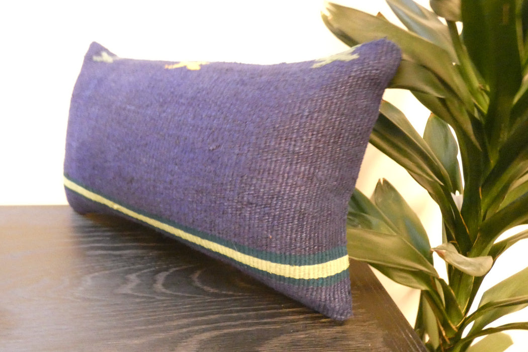 Handmade Turkish Kilim Cushion 30 x 50cm, Vintage Wool Lumbar Cushion with Insert, Organic Cotton Back- Rugs Direct New Zealand 
