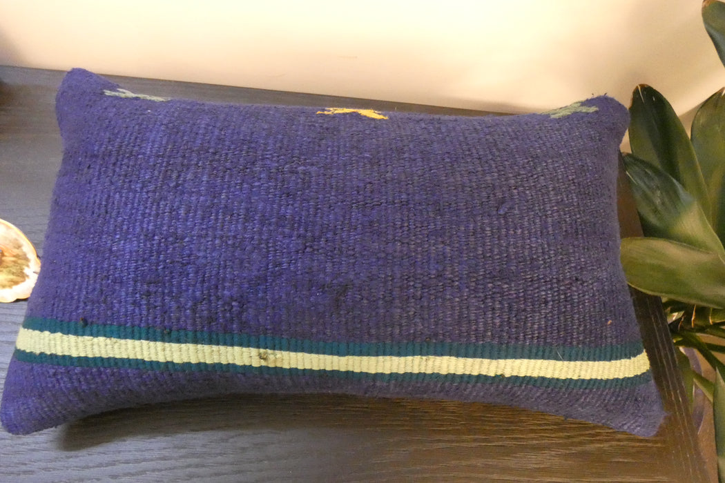 Handmade Turkish Kilim Cushion 30 x 50cm, Vintage Wool Lumbar Cushion with Insert, Organic Cotton Back- Rugs Direct New Zealand 