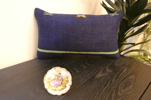 Handmade Turkish Kilim Cushion 30 x 50cm, Vintage Wool Lumbar Cushion with Insert, Organic Cotton Back- Rugs Direct New Zealand 