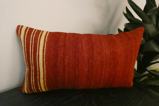 Handmade Turkish Kilim Cushion 30 x 50cm,  Vintage Wool Lumbar Cushion with Insert, Organic Cotton Back- Rugs Direct New Zealand 