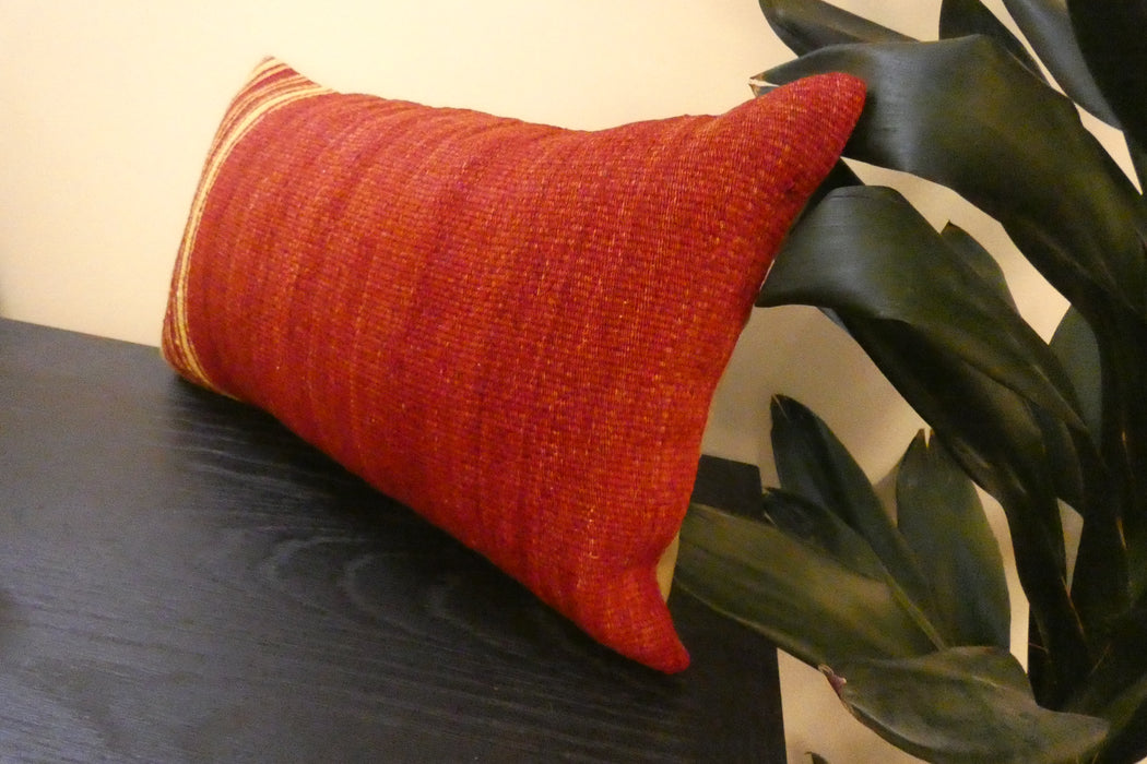 Handmade Turkish Kilim Cushion 30 x 50cm,  Vintage Wool Lumbar Cushion with Insert, Organic Cotton Back- Rugs Direct New Zealand 