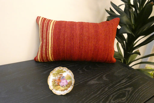 Handmade Turkish Kilim Cushion 30 x 50cm,  Vintage Wool Lumbar Cushion with Insert, Organic Cotton Back- Rugs Direct New Zealand 