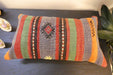 Handmade Turkish Kilim Cushion 30 x 50cm, Vintage Wool Lumbar Cushion with Insert, Organic Cotton Back- Rugs Direct New Zealand 
