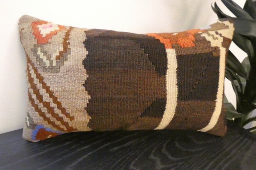 Handmade Turkish Kilim Cushion 30 x 50cm | Vintage Wool Lumbar Cushion with Insert | Organic Cotton Back | Rugs Direct New Zealand 