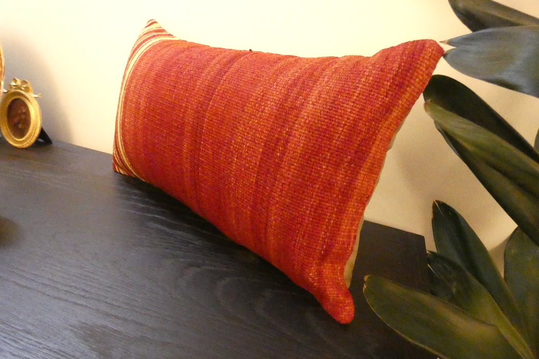 Handmade Turkish Kilim Cushion 30 x 50cm | Vintage Wool Lumbar Cushion with Insert | Organic Cotton Back | Rugs Direct New Zealand 