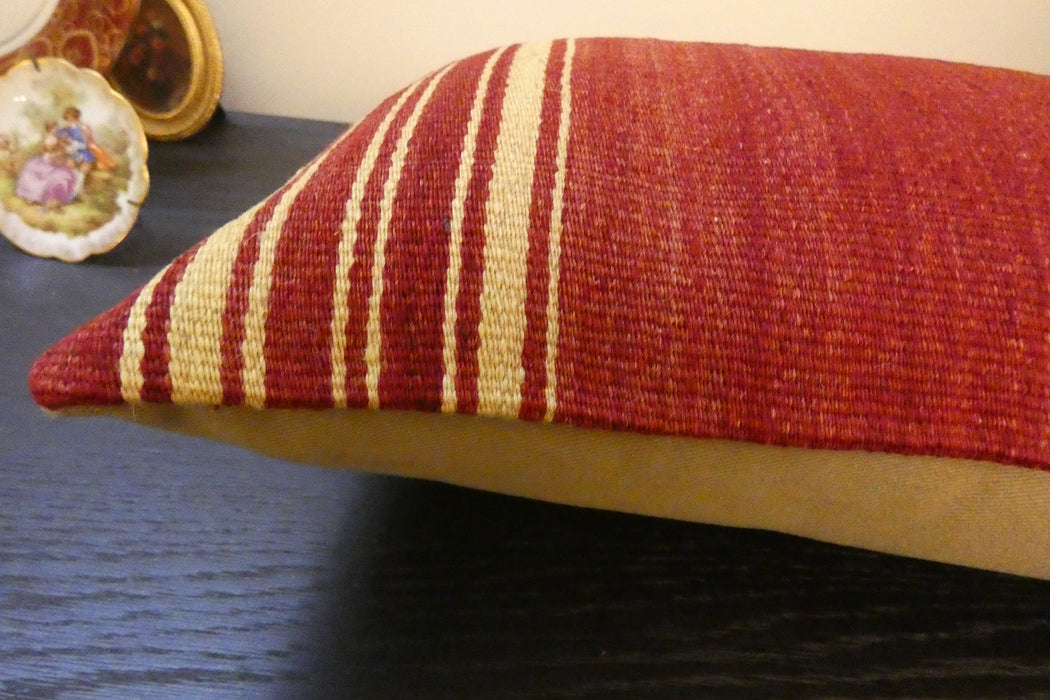 Handmade Turkish Kilim Cushion 30 x 50cm | Vintage Wool Lumbar Cushion with Insert | Organic Cotton Back | Rugs Direct New Zealand 