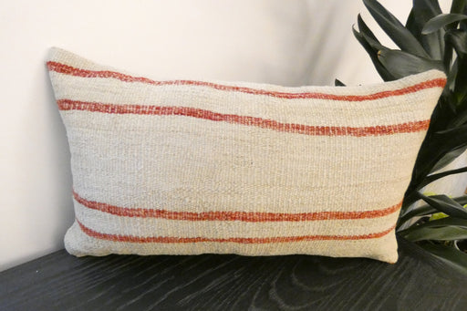 Handmade Turkish Kilim Cushion 30 x 50cm,  Vintage Wool Lumbar Cushion with Insert, Organic Cotton Back- Rugs Direct New Zealand 