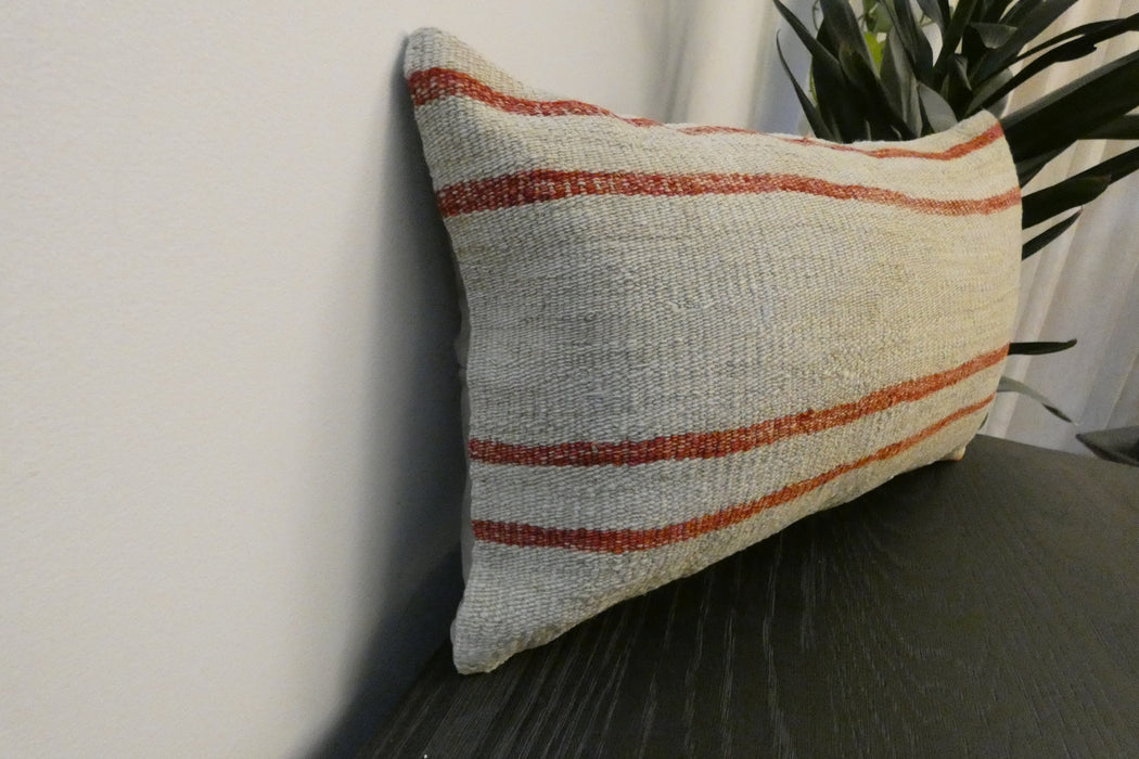 Handmade Turkish Kilim Cushion 30 x 50cm,  Vintage Wool Lumbar Cushion with Insert, Organic Cotton Back- Rugs Direct New Zealand 