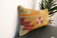 Handmade Turkish Kilim Cushion 30 x 50cm, Vintage Wool Lumbar Cushion with Insert, Organic Cotton Back- Rugs Direct New Zealand 